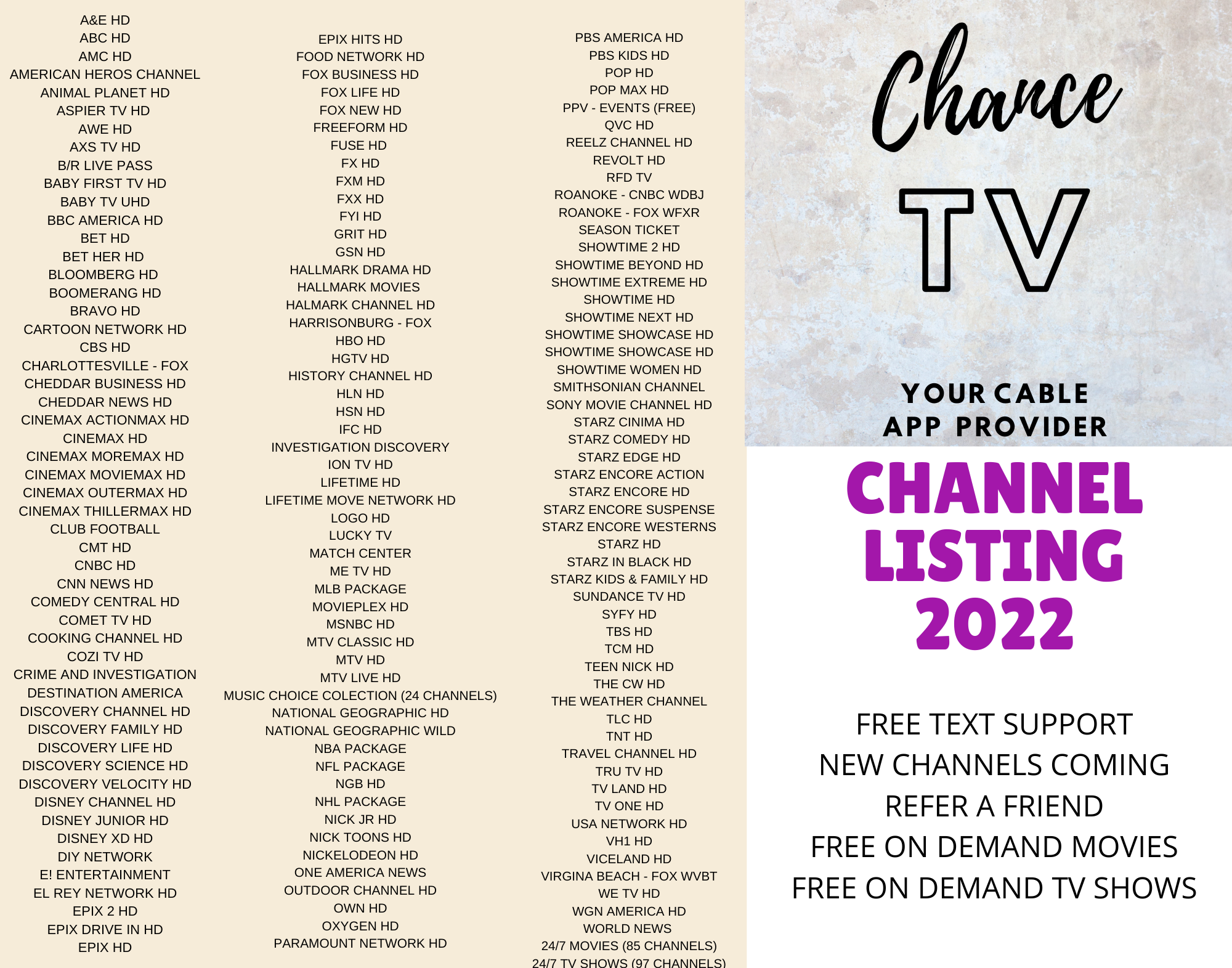 CHANCE TV CHANNEL LINE UP 2022 (1)